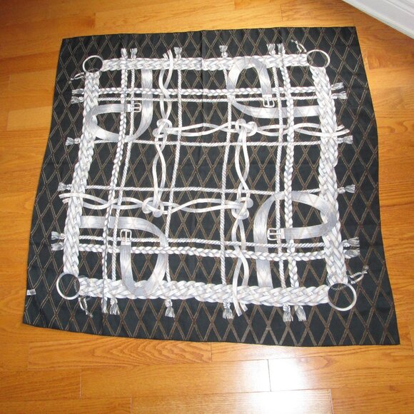 Women's Black Square Scarf approximately 40" x 40" - Picture 2 of 3